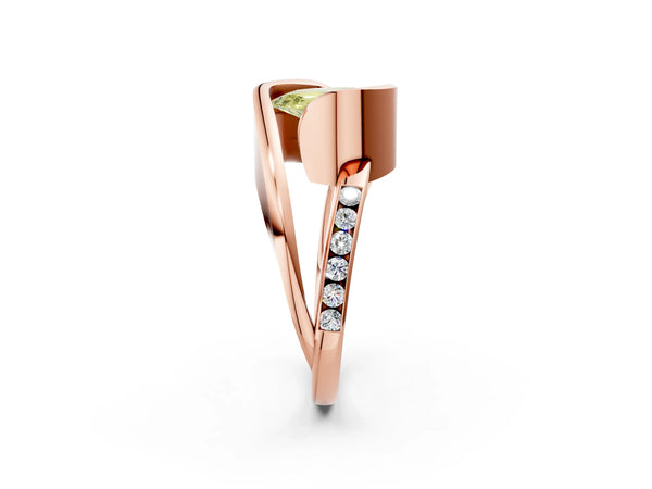 Rose gold Fancy Yellow Pear Cut Solitaire Tension-Set Diamond Split Shank Ring