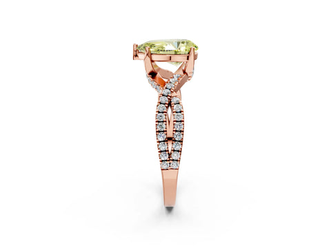 Rose gold Fancy Yellow Pear Cut Solitaire Twist Pave Diamond Engagement Ring with Prong Setting_2