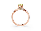 Rose gold Fancy Yellow Pear Cut Solitaire Twist Pave Diamond Engagement Ring with Prong Setting_3