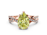 Rose gold Fancy Yellow Pear Cut Solitaire Twist Pave Diamond Engagement Ring with Prong Setting_36