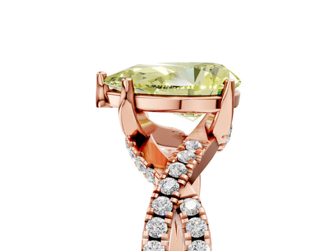 Rose gold Fancy Yellow Pear Cut Solitaire Twist Pave Diamond Engagement Ring with Prong Setting_5
