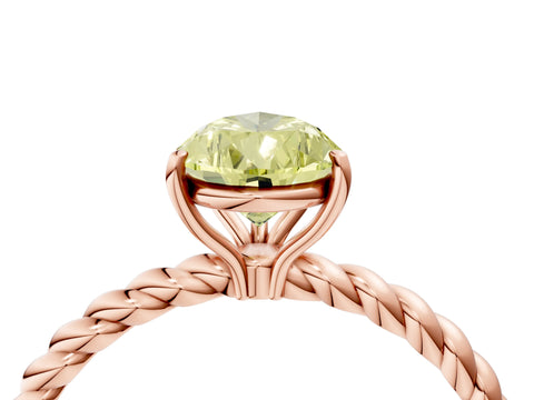 Rose gold Fancy Yellow Pear Cut Solitaire Twisted Band 4-Prong Ring_4