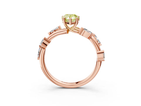 Rose gold Fancy Yellow Pear Cut Solitaire Twisted Band Marquise Accent Prong Setting Ring_3