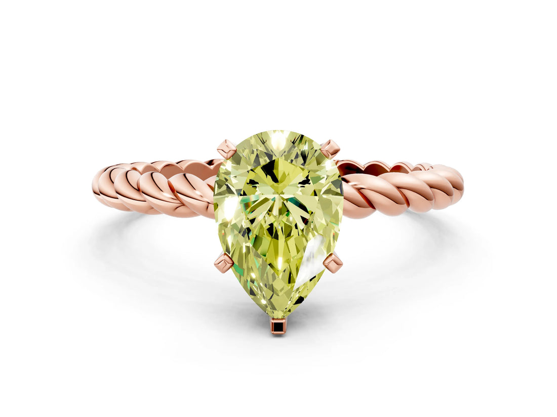 Rose gold Fancy Yellow Pear  Cut Solitaire Twisted Band with Four-Prong Setting_106