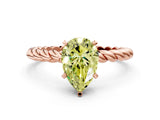 Rose gold Fancy Yellow Pear  Cut Solitaire Twisted Band with Four-Prong Setting_106