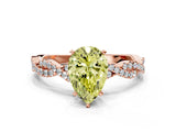 Rose gold Fancy Yellow Pear Cut Solitaire Twisted Pave Band with Four-Prong Setting_3