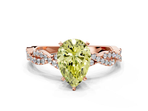 Rose gold Fancy Yellow Pear Cut Solitaire Twisted Pave Band with Four-Prong Setting_3