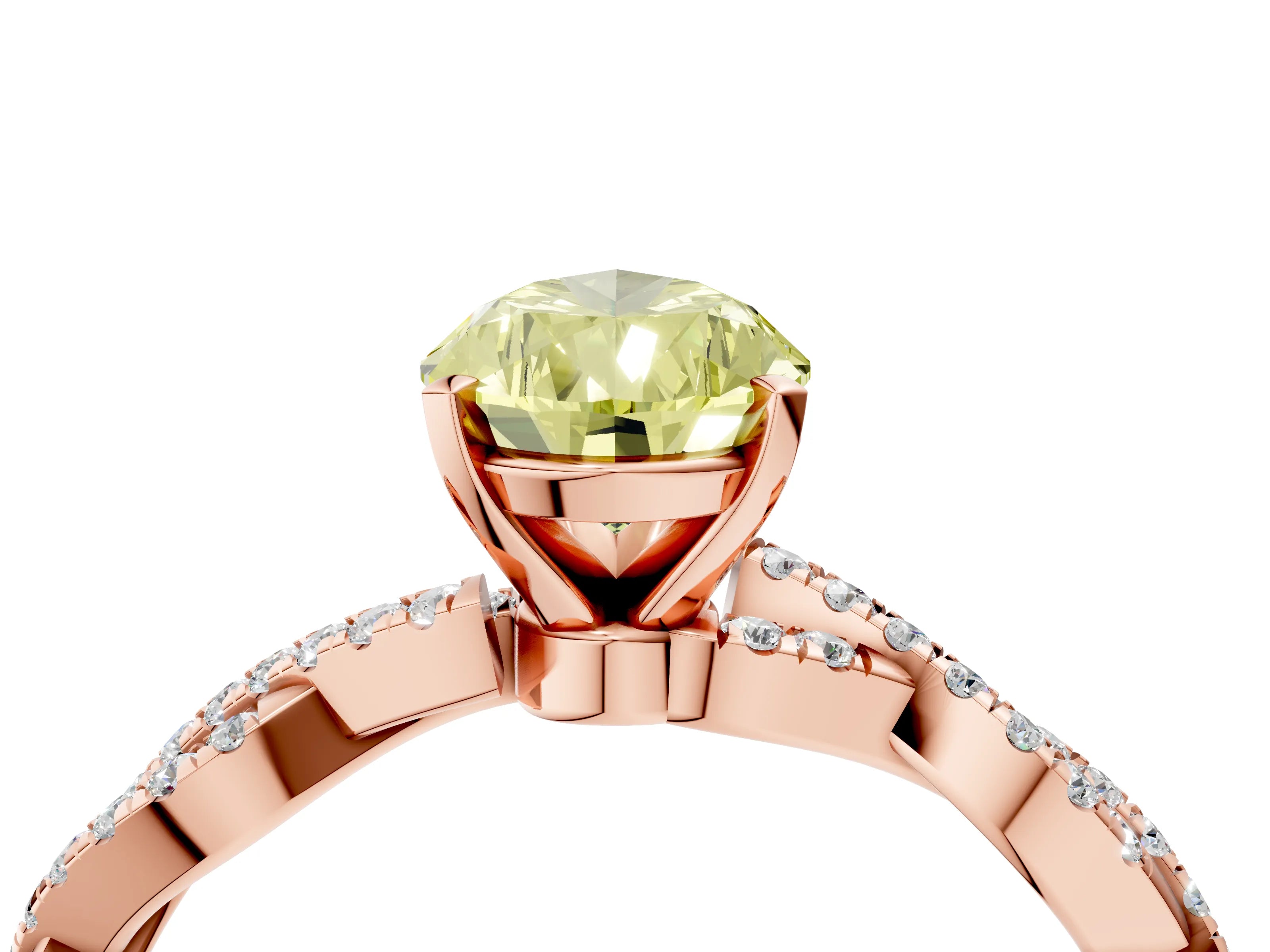 Rose gold Fancy Yellow Pear Cut Solitaire Twisted Pave Band with Four-Prong Setting_7