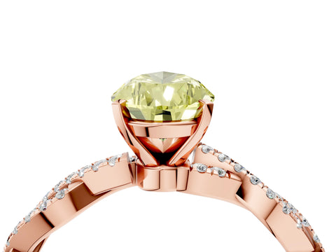 Rose gold Fancy Yellow Pear Cut Solitaire Twisted Pave Band with Four-Prong Setting_7