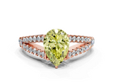 Rose gold Fancy Yellow Pear  Cut Split Shank Pave Diamond Engagement Ring with Four-Prong Setting_77