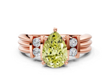 Rose gold Fancy Yellow Pear  Cut Three-Stone Channel Set Ring with Bar Prongs_59