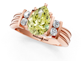 Rose gold Fancy Yellow Pear  Cut Three-Stone Channel Set Ring with Bar Prongs_60