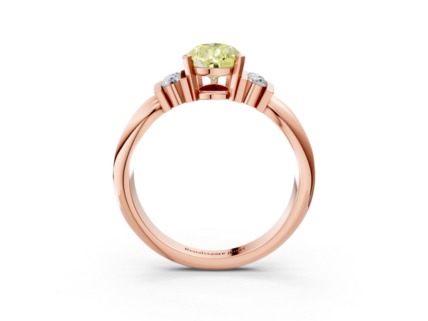 Rose gold Fancy Yellow Pear  Cut Three-Stone Channel Set Ring with Bar Prongs