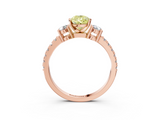 Rose gold Fancy Yellow Pear  Cut Three-Stone Diamond Pavé Band with Prong Setting_20