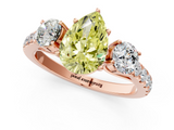 Rose gold Fancy Yellow Pear  Cut Three-Stone Diamond Pave Band with Prong Setting_38