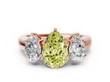 Rose gold Fancy Yellow Pear Cut Three-Stone Diamond Ring with Prong Setting on a Classic Band_12