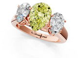 Rose gold Fancy Yellow Pear Cut Three-Stone Diamond Ring with Prong Setting on a Classic Band_13
