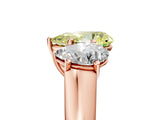 Rose gold Fancy Yellow Pear Cut Three-Stone Diamond Ring with Prong Setting on a Classic Band_17