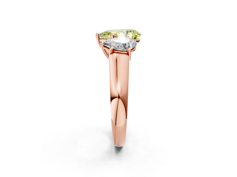 Rose gold Fancy Yellow Pear Cut Three-Stone Diamond Ring with Prong Setting on a Classic Band_2