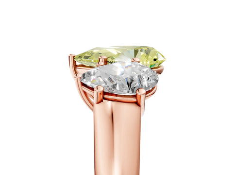 Rose gold Fancy Yellow Pear Cut Three-Stone Diamond Ring with Prong Setting on a Classic Band_5