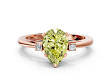 Rose gold Fancy Yellow Pear  Cut Three-Stone Solitaire Ring with Round Accent Diamonds and Four-Prong Setting_19