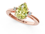 Rose gold Fancy Yellow Pear  Cut Three-Stone Solitaire Ring with Round Accent Diamonds and Four-Prong Setting_20