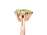 Rose gold Fancy Yellow Pear  Cut Three-Stone Solitaire Ring with Round Accent Diamonds and Four-Prong Setting_24