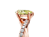 Rose gold Fancy Yellow Pear  Cut Twist Band Solitaire Diamond Ring with Pavé Setting_8
