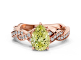 Rose gold Fancy Yellow Pear  Cut Twisted Pavé Band Solitaire Ring with Four-Prong Setting_55