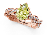 Rose gold Fancy Yellow Pear  Cut Twisted Pavé Band Solitaire Ring with Four-Prong Setting_56