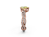 Rose gold Fancy Yellow Pear  Cut Twisted Pavé Band Solitaire Ring with Four-Prong Setting_57