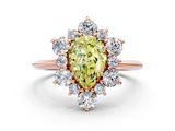 Rose gold Fancy Yellow Pear  Diamond Cluster Halo Ring with Solitaire Band and Four-Prong Setting_20