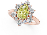 Rose gold Fancy Yellow Pear  Diamond Cluster Halo Ring with Solitaire Band and Four-Prong Setting_21