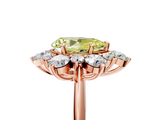Rose gold Fancy Yellow Pear  Diamond Cluster Halo Ring with Solitaire Band and Four-Prong Setting_25