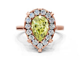 Rose gold Fancy Yellow Pear  Diamond Cluster Halo Solitaire with Four-Prong Setting_77