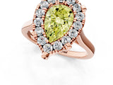 Rose gold Fancy Yellow Pear  Diamond Cluster Halo Solitaire with Four-Prong Setting_78