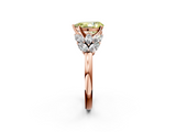 Rose gold Fancy Yellow Pear  Diamond Cluster Leaf Design Ring with Prong Setting_55