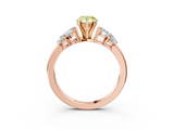 Rose gold Fancy Yellow Pear  Diamond Cluster Leaf Design Ring with Prong Setting_56
