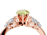 Rose gold Fancy Yellow Pear  Diamond Cluster Leaf Design Ring with Prong Setting_57
