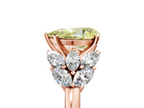 Rose gold Fancy Yellow Pear  Diamond Cluster Leaf Design Ring with Prong Setting_58