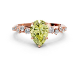 Rose gold Fancy Yellow Pear  Diamond Cluster Prong-Set Solitaire Ring_43