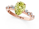 Rose gold Fancy Yellow Pear  Diamond Cluster Prong-Set Solitaire Ring_44