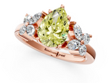 Rose gold Fancy Yellow Pear  Diamond Floral Cluster Ring with Solitaire Band and Prong Setting_47