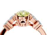 Rose gold Fancy Yellow Pear  Diamond Floral Cluster Ring with Solitaire Band and Prong Setting_50