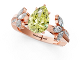 Rose gold Fancy Yellow Pear  Diamond Floral Vine Solitaire Engagement Ring_4