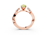Rose gold Fancy Yellow Pear  Diamond Floral Vine Solitaire Engagement Ring_6