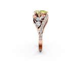 Rose gold Fancy Yellow Pear  Diamond Halo Ring with Marquise and Pavé Band in Prong Setting_73