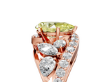 Rose gold Fancy Yellow Pear  Diamond Halo Ring with Marquise and Pavé Band in Prong Setting_76
