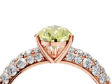 Rose gold Fancy Yellow Pear  Diamond Pavé Band Solitaire Ring with Four-Prong Setting_53