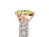 Rose gold Fancy Yellow Pear  Diamond Pavé Band Solitaire Ring with Four-Prong Setting_54